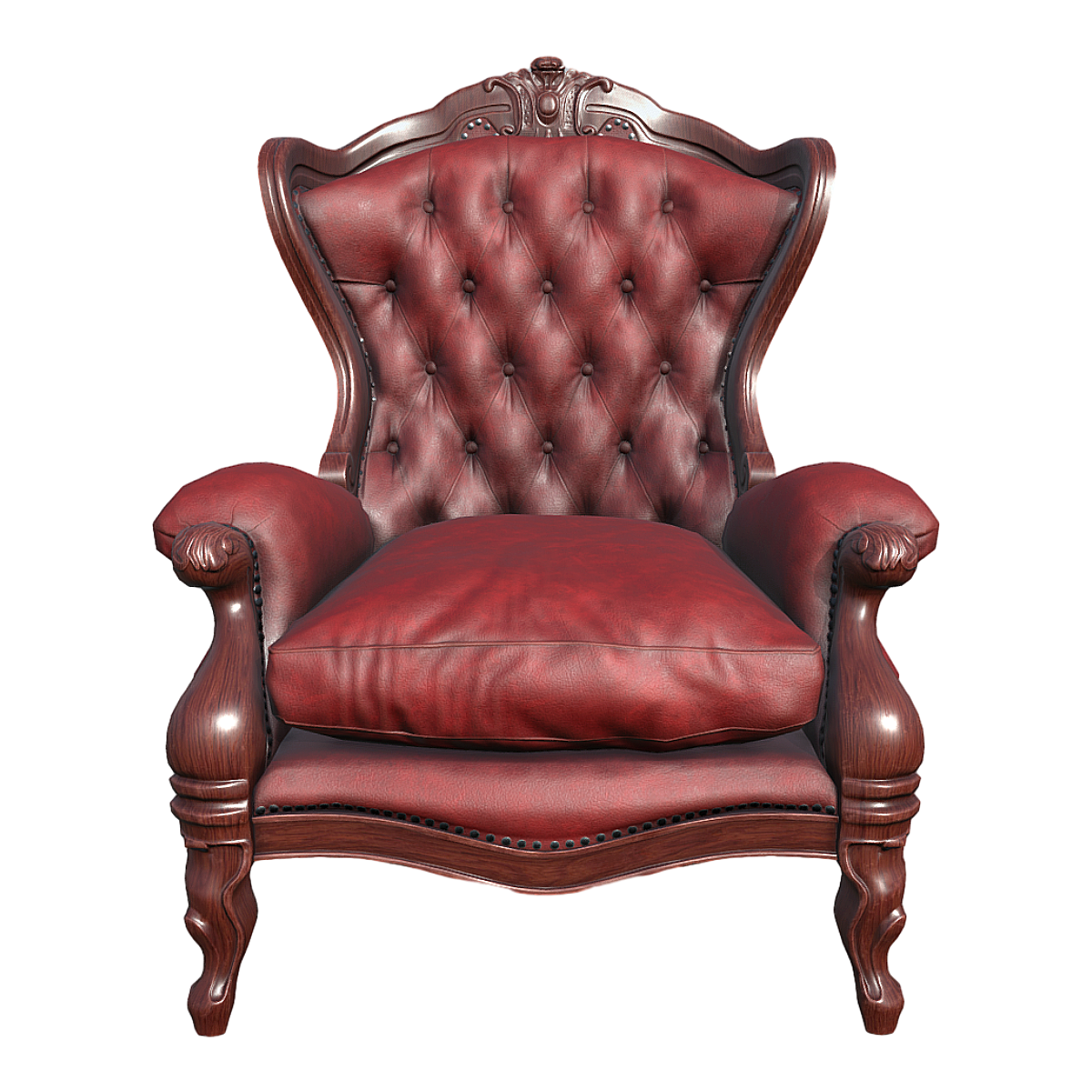 American Style Full Solid Wood Tiger Stool Top Layer Leather Single Chair