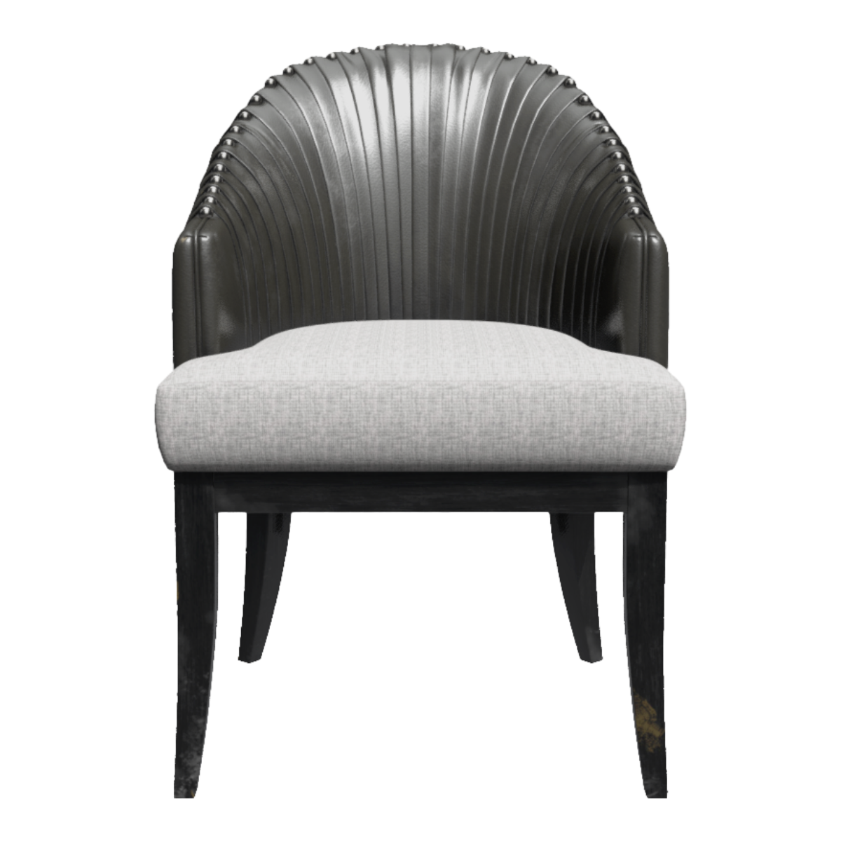 Black Leather Stacked Fold Single Sofa Chair