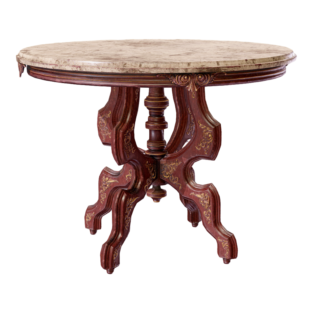 European Style Dining Table Marble Round Dining Table Solid Wood Vintage Luxury Dining Table