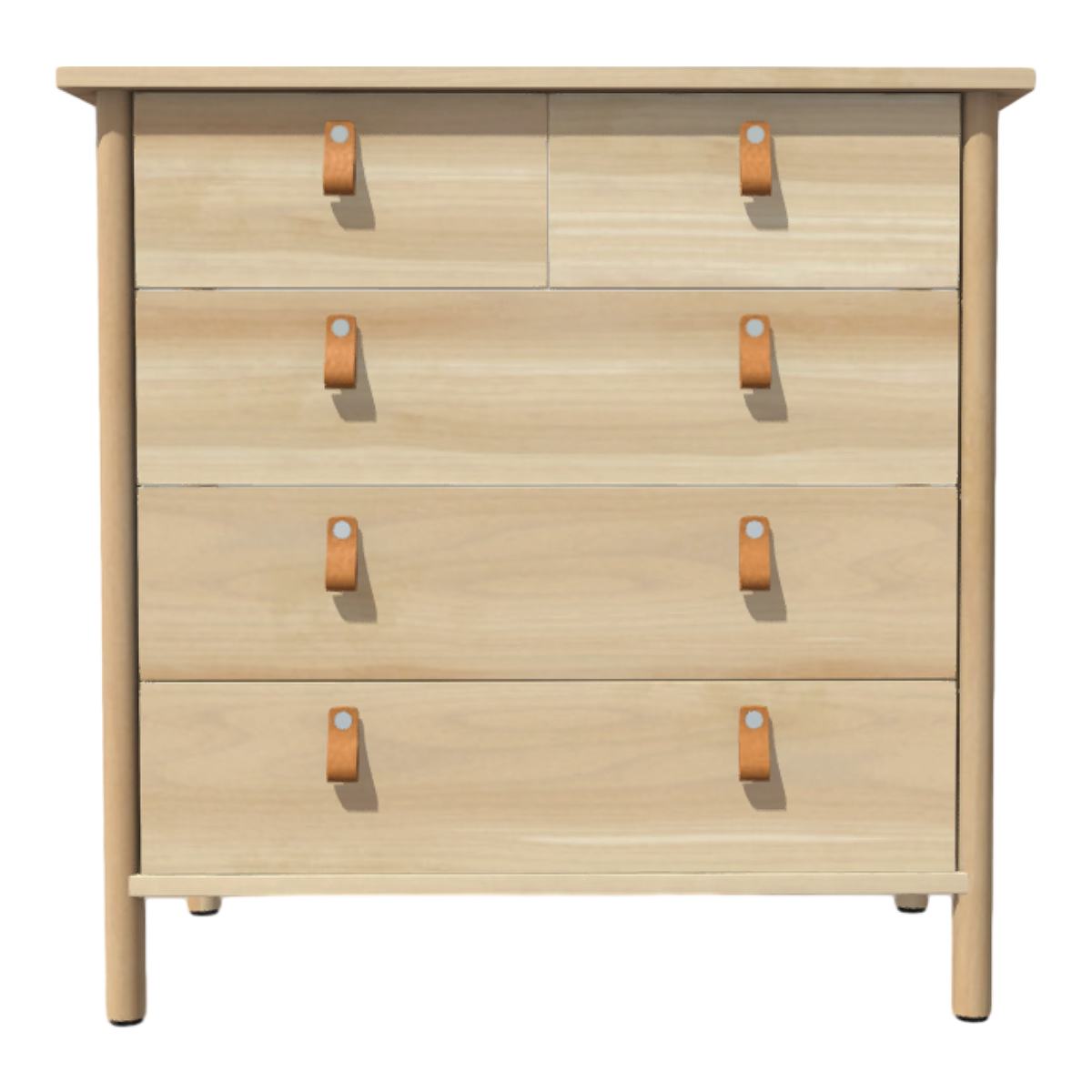 Leather Pull Button Five Drawer Cabinet Storage Cabinet Solid Wood Sideboard