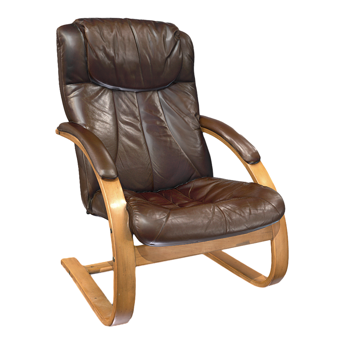 Solid wood armrest fixed flat foot leather seat