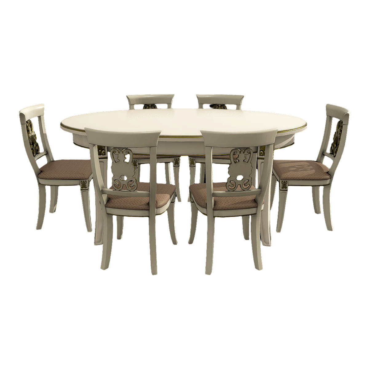 European-style Oval Dining Table and Chair Combination Dining Table Solid Wood Carved Dining Table