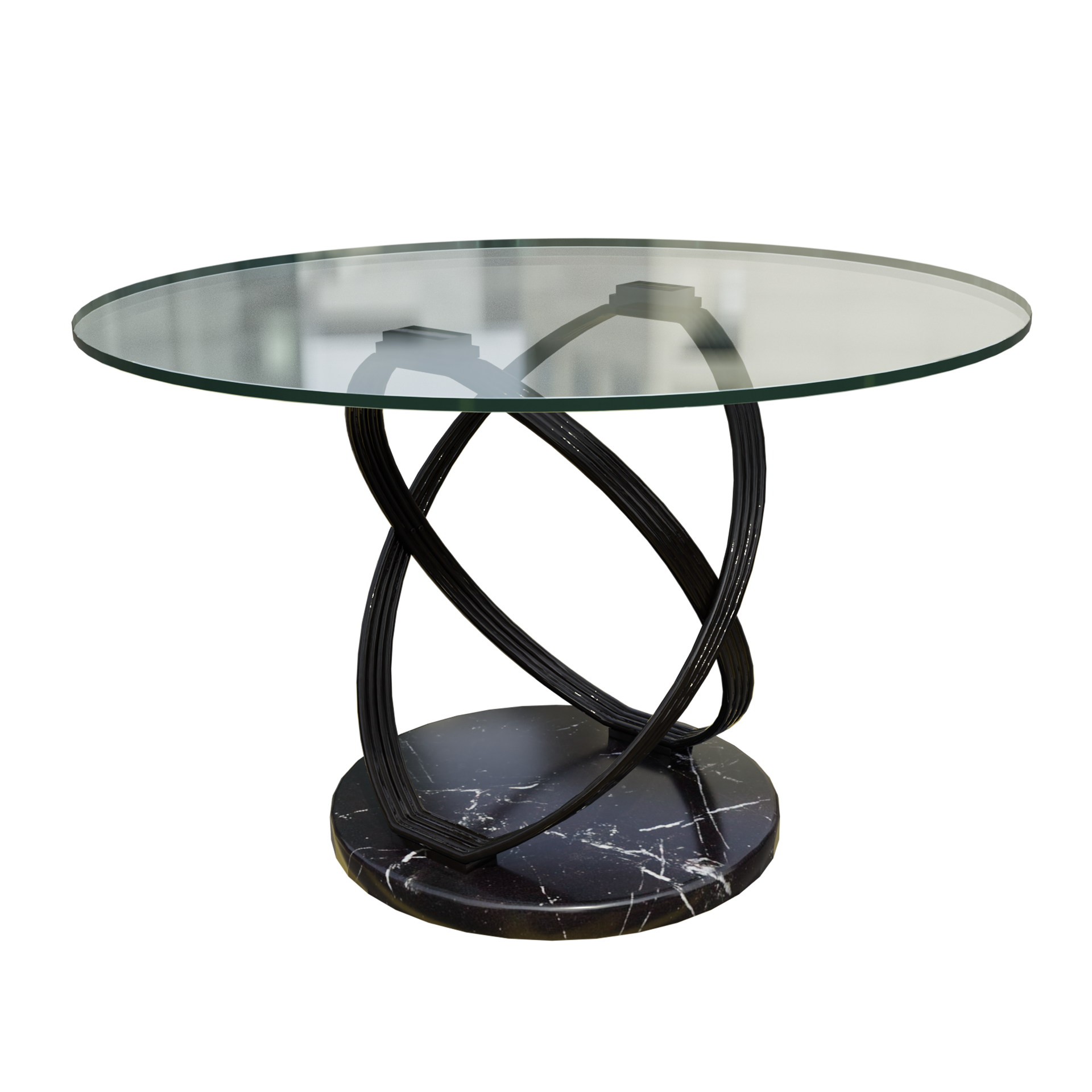 Creative spiral curve design marble base glass table
