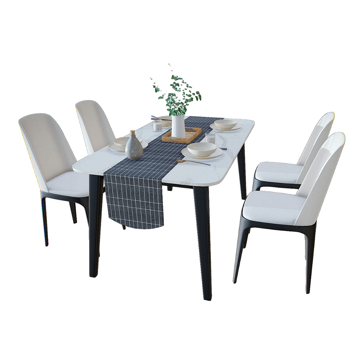 European Style Small Apartment Dining Table and Chair Combination Household Marble Dining Table