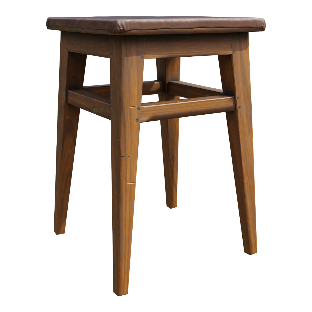 Leather Art Seat Surface Retro Solid Wood Makeup Stool Square Stool