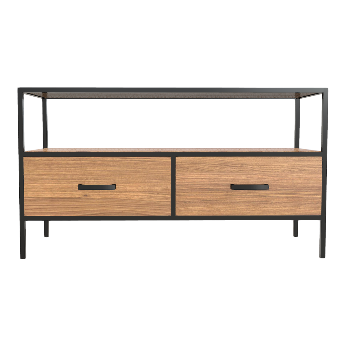 Black Iron TV Cabinet Solid Wood Drawer Cabinet Floor Cabinet