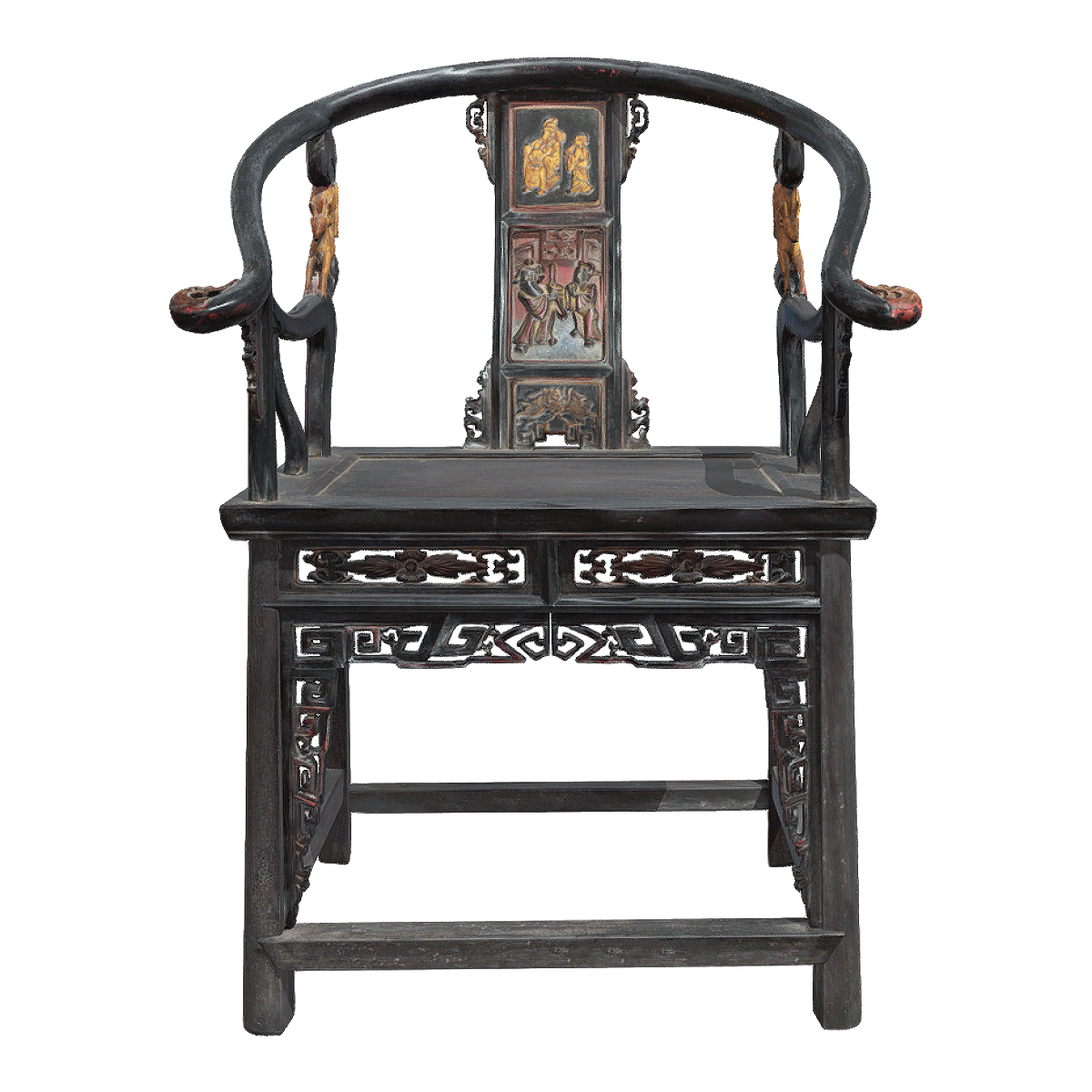Chinese Ancient Ebony Palace Chair Circle Chair Taishi Chair