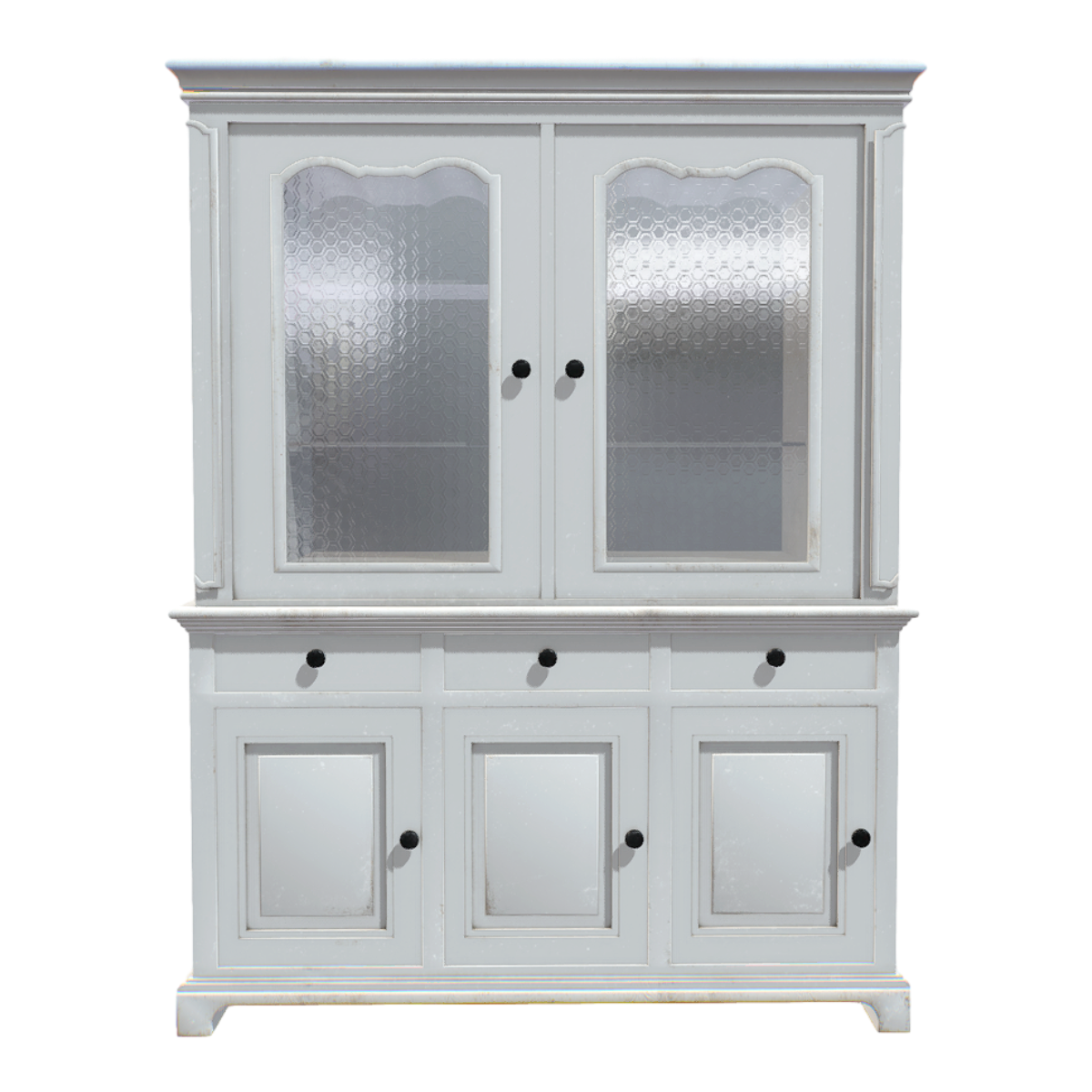 Country Ash Wood White Side Cabinet Restaurant Wine Cabinet Double Door Glass Locker
