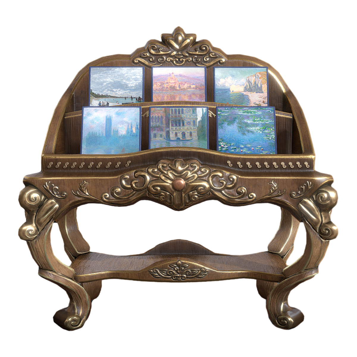 Gothic style solid wood carved display stand
