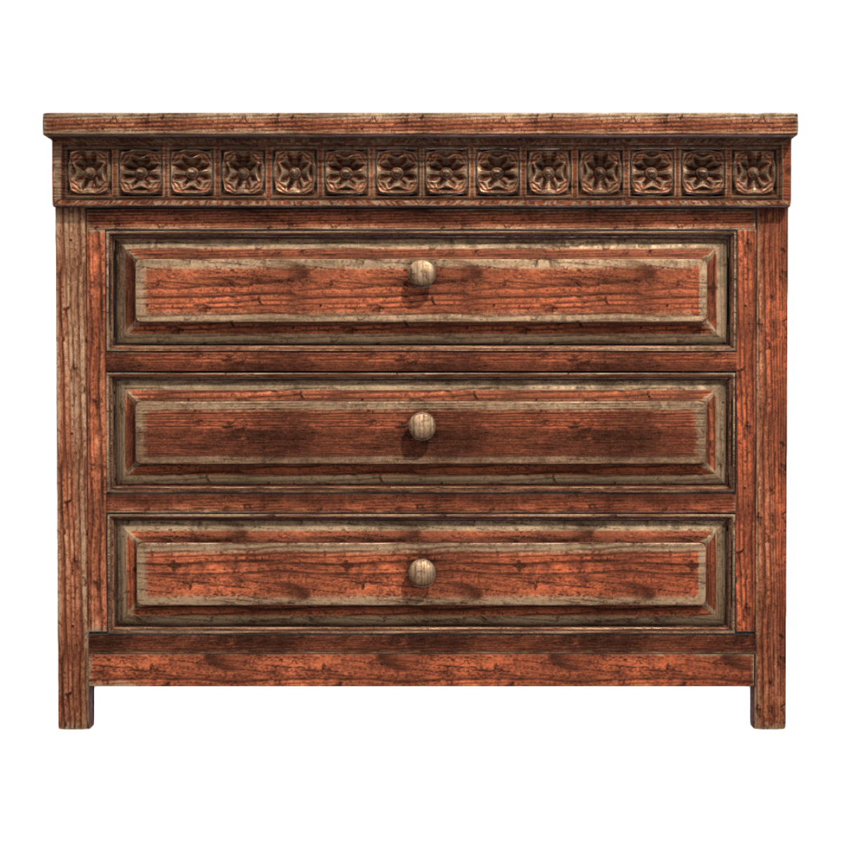 European-style Retro Solid Wood Furniture Three-drawer Cabinet Sideboard Small Storage Cabinet