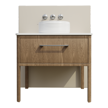 Water Retaining Ceramic All-in-One Basin Bathroom Cabinet Wash Table Solid Wood Face Bathroom Cabinet