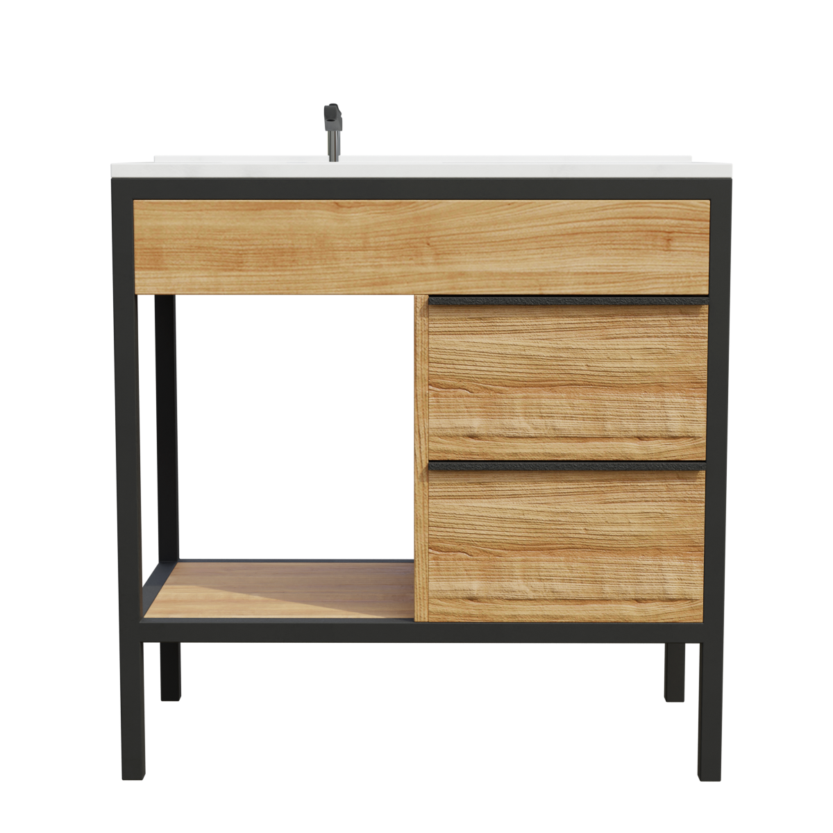 Wrought Iron Vintage Industrial Style LOFT Rock Board Bathroom Cabinet Combination Wash Basin