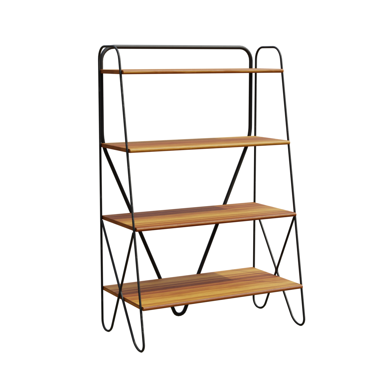 Trapezoidal Shelf Iron-wood Combination Multi-layer Floor Storage Rack Stored against the Wall