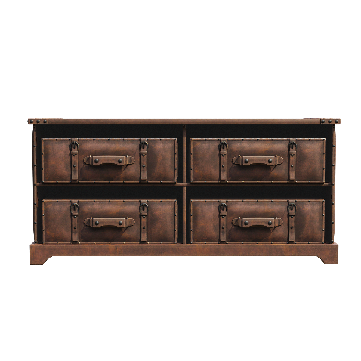 Country Vintage Oil Wax Leather Sideboard Bucket Cabinet Porch Villa Storage Storage Table