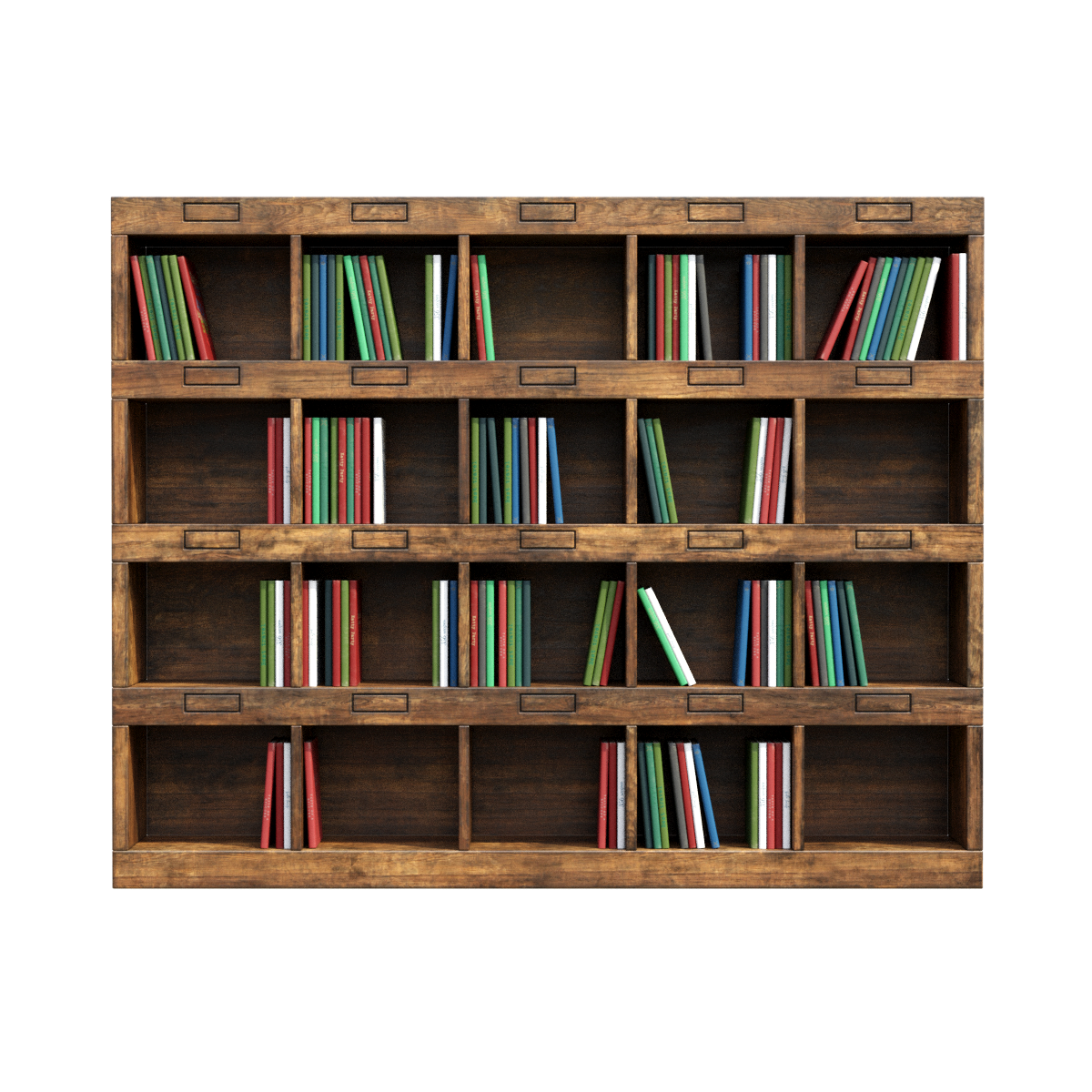 Library Solid Wood Bookshelf Multi-layer Storage Rack Plaid Display Rack