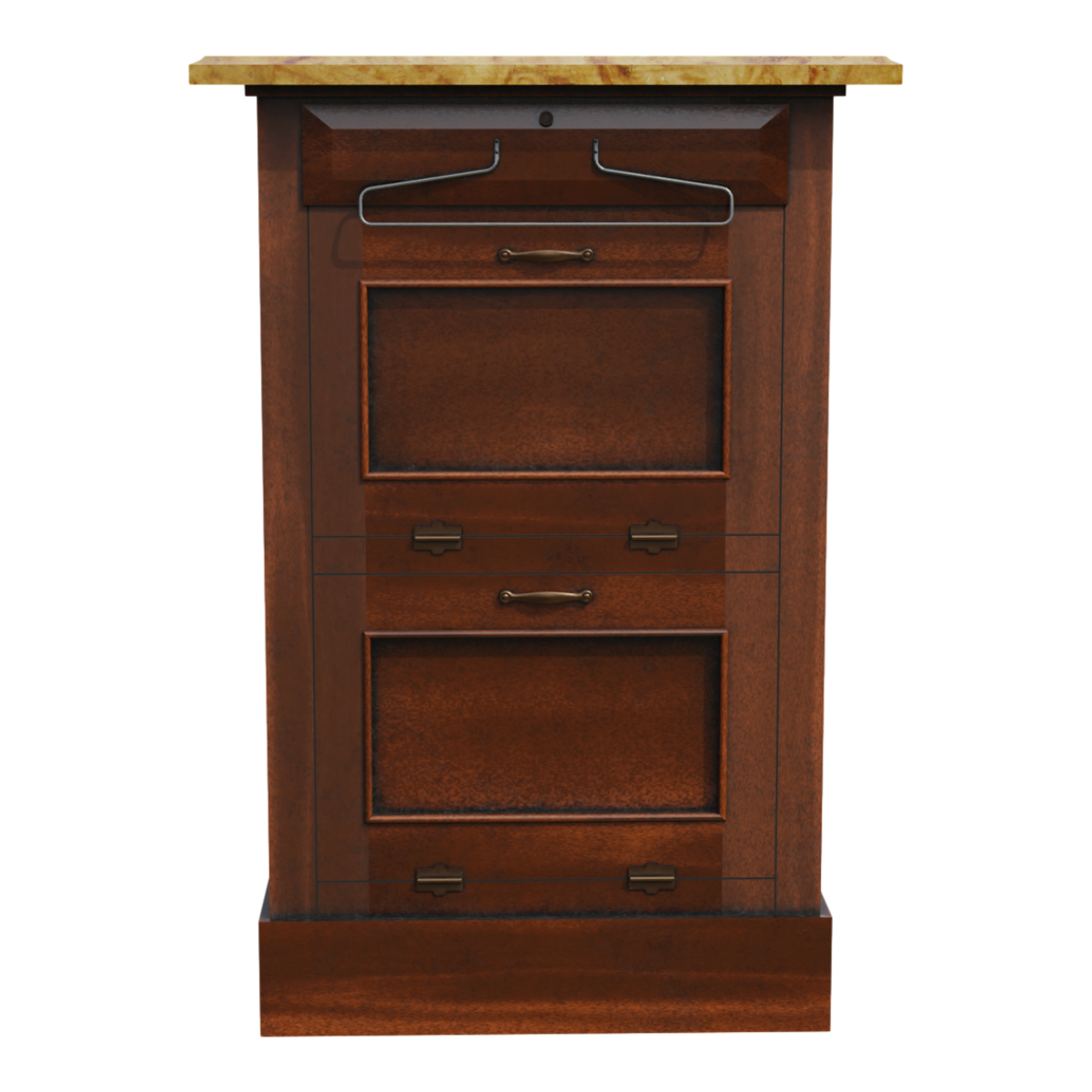 Vintage Marble Countertop Vertical Cabinet Solid Wood Drawer Cabinet