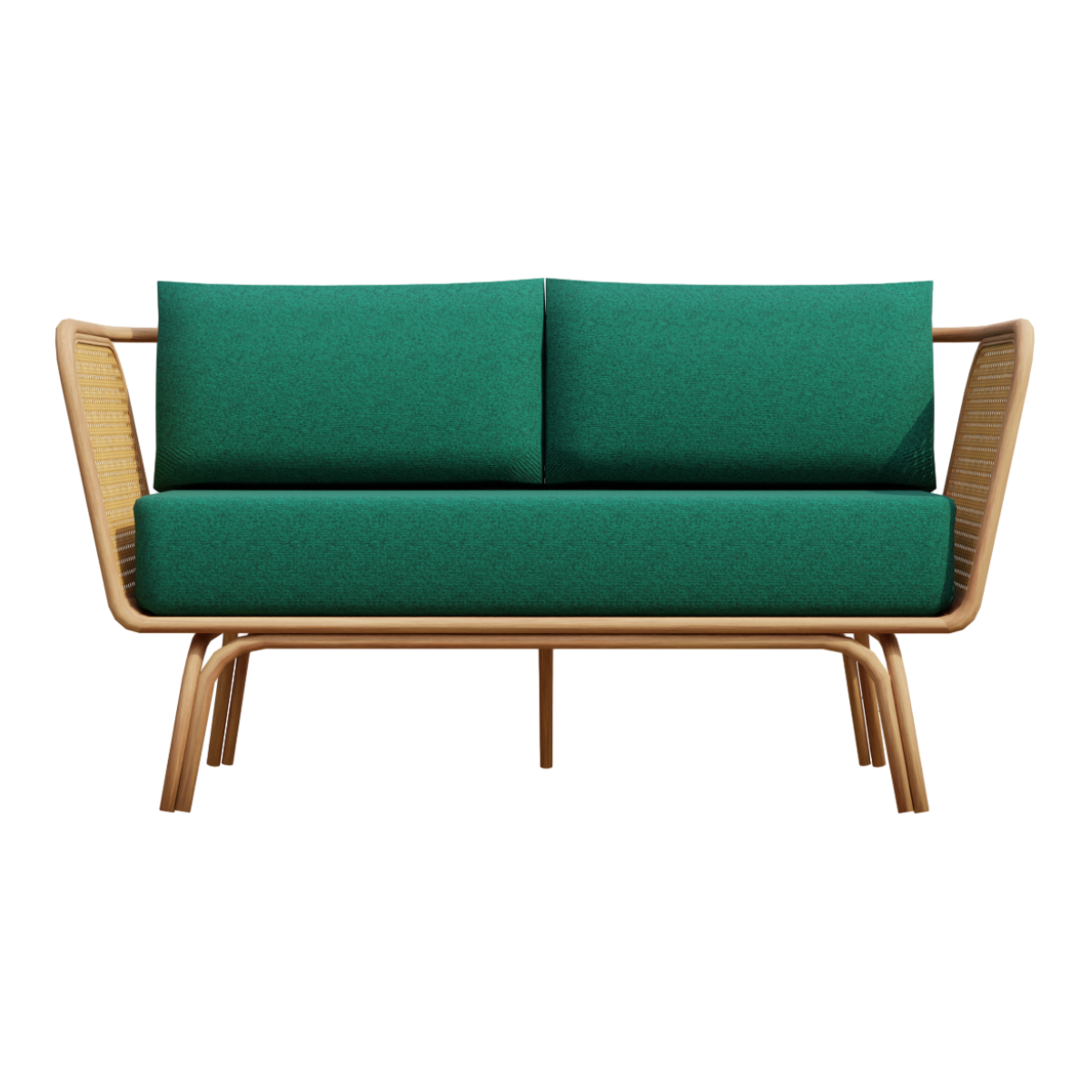 Rattan Sofa Courtyard Balcony Creative Rattan Back Green Soft Bag Double Bamboo Sofa