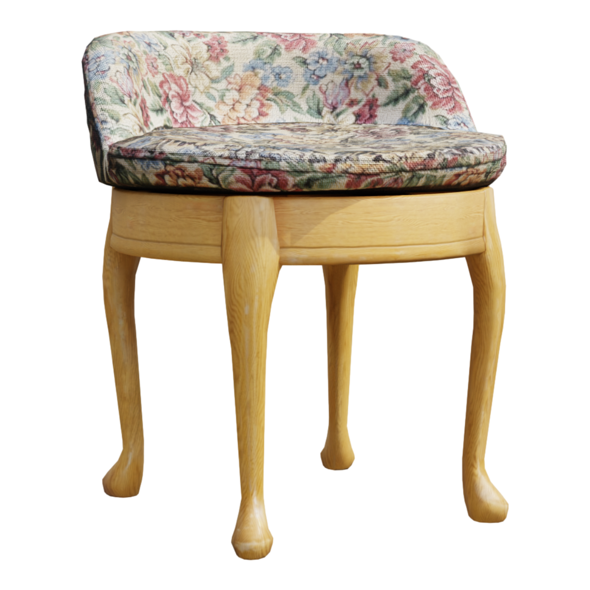 American Style Solid Wood Dressing Stool Country Fabric Soft Bag Bedroom Makeup Stool