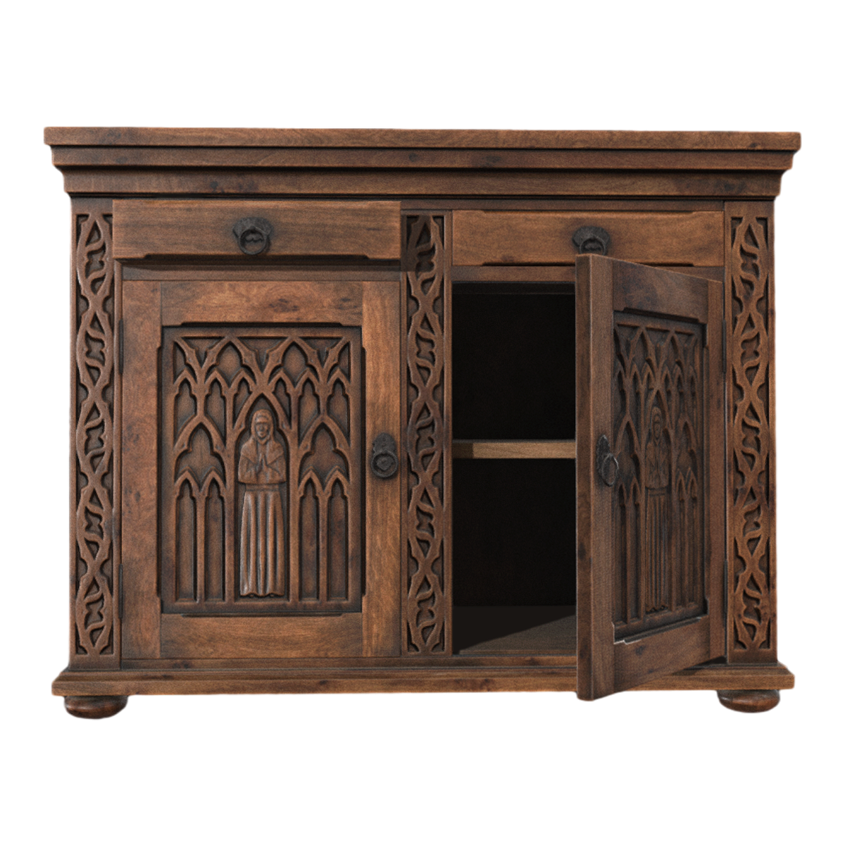 Hand Carved Full Sideboard Solid Wood Cabinet Handler Antique Locker Drawer Cabinet