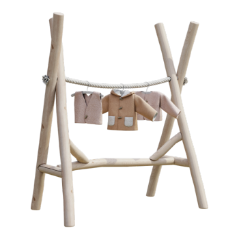 Creative natural style clothing store simple solid wood wooden clothes display rack