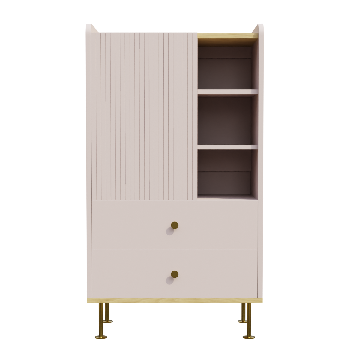 Women's Light Powder Bedroom Wardrobe Minimalist Multifunctional Solid Wood Cabinet