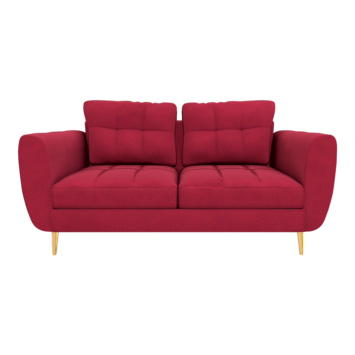 Red Cotton Linen Bedroom Tofu Block Double Fabric Sofa