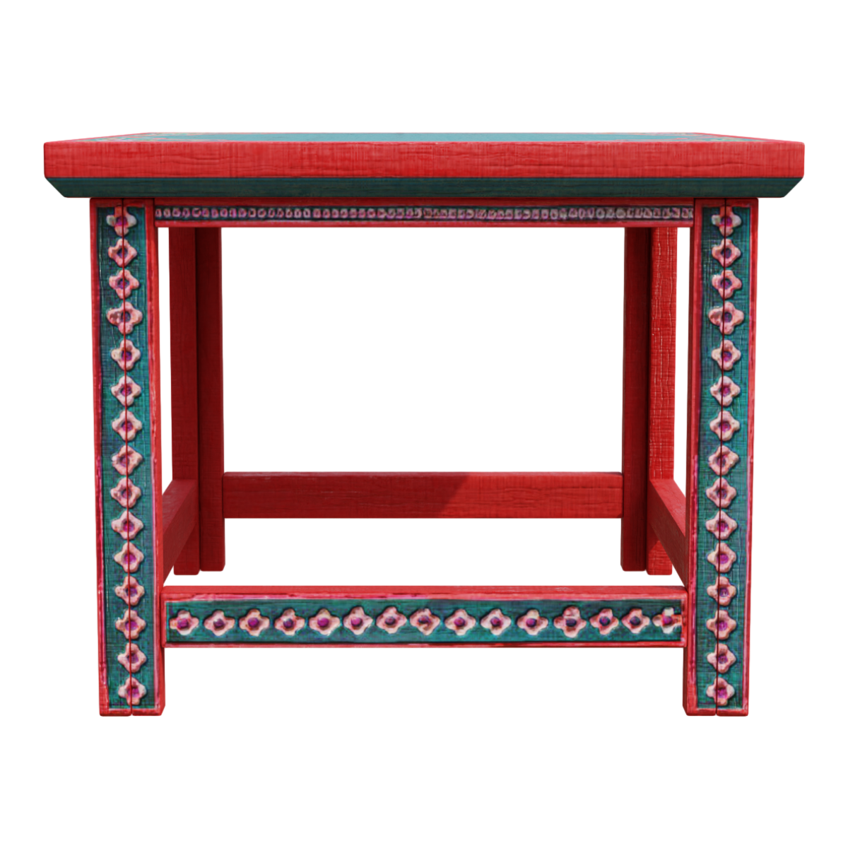 Antique Solid Wood Painted Paint Tibetan Style Chinese Hand-painted Old Vintage Low Table