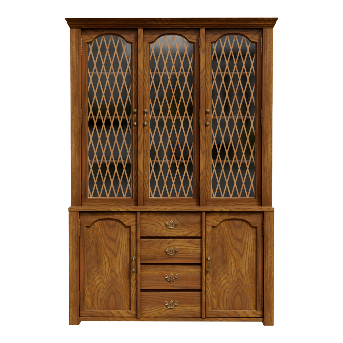 Country Solid Wood Vintage Living Room Double Door Wine Cabinet Storage Side Cabinet Glass Display Cabinet