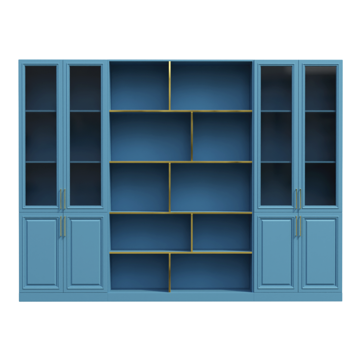 Blue Commodity Display Cabinet Bookcase Bookshelf Glass Display Rack Storage Rack