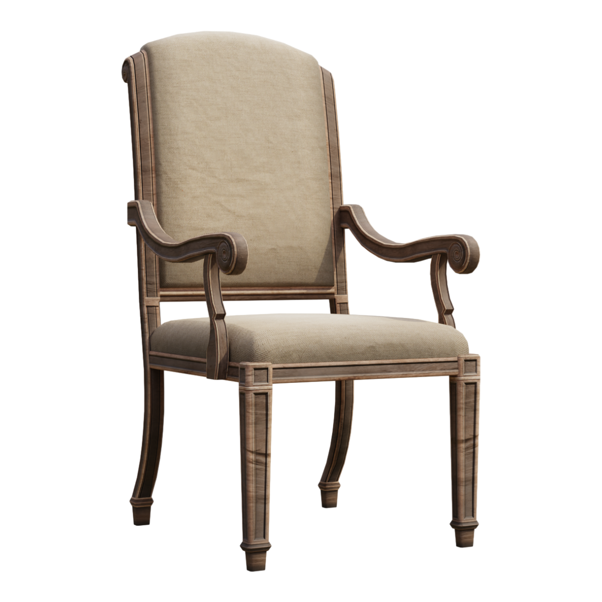 French Country Vintage Solid Wood Dining Chair American Style Modern Simple Linen Soft Bag Home Office Chair