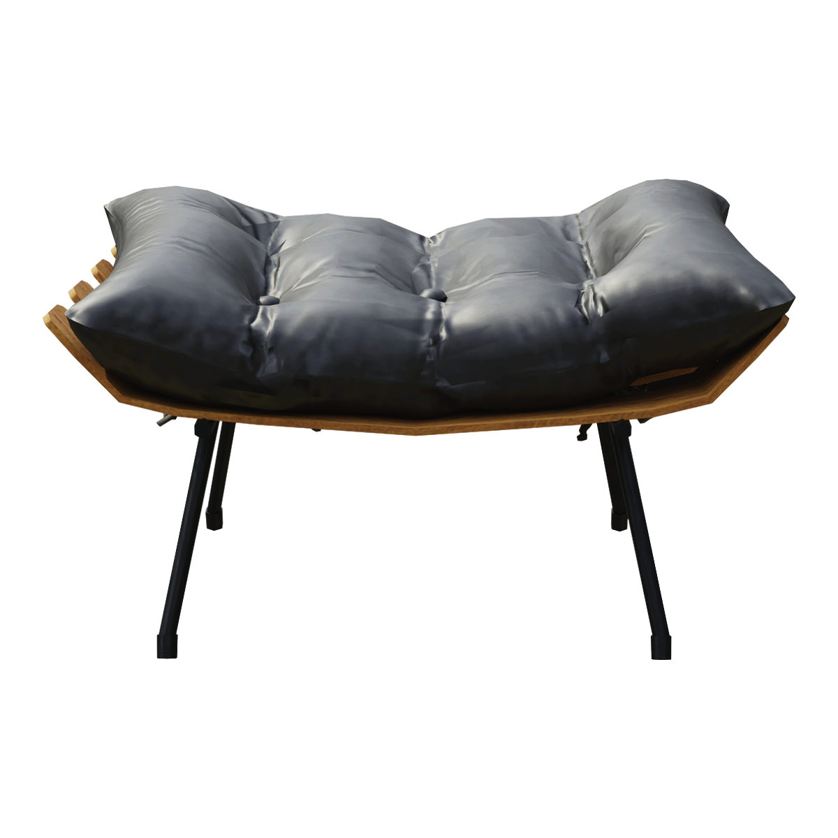 Black Leather Buckle Soft Bag Footstool Shoe Changing Stool