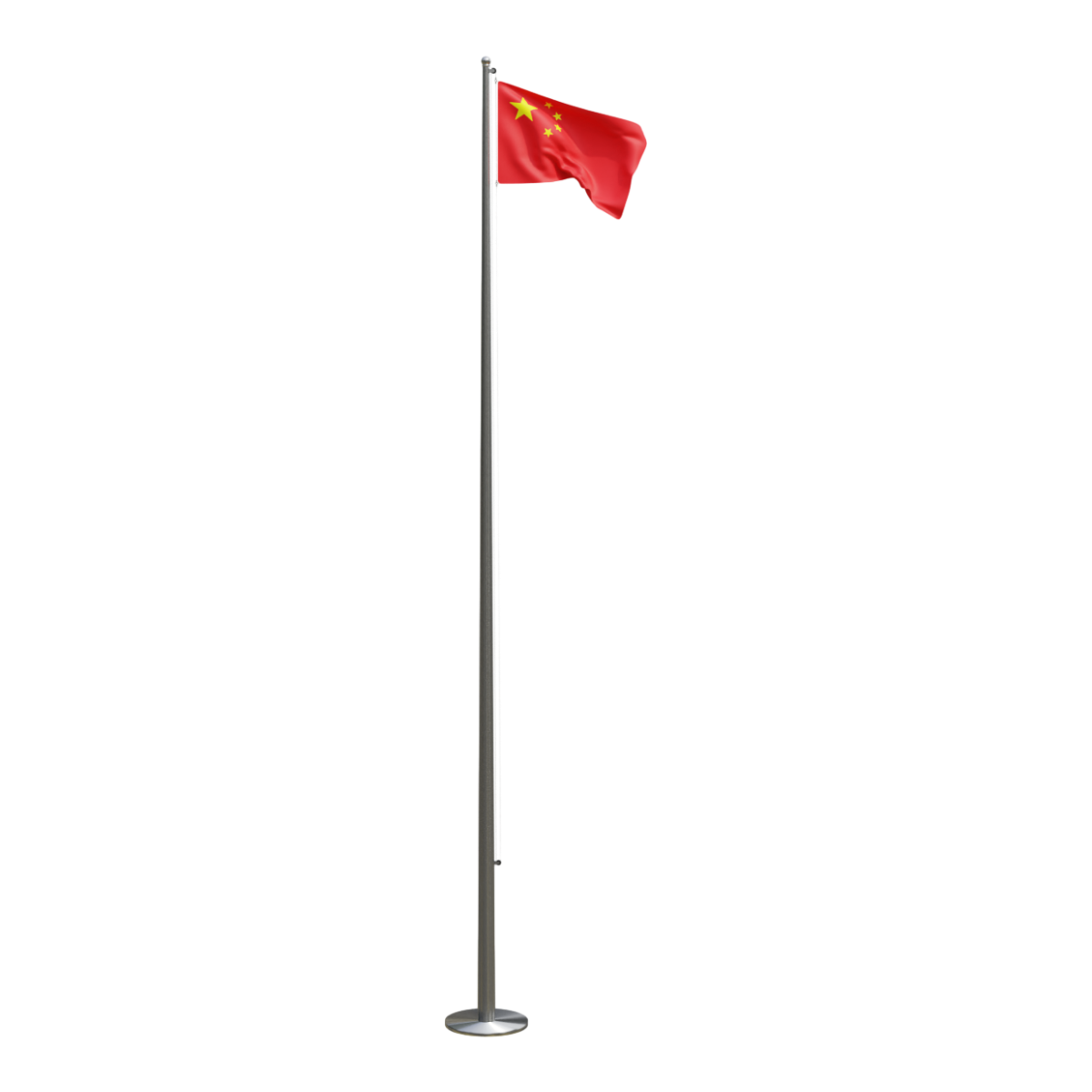 The national flag fluttering on the flagpole, the five-star red flag of China