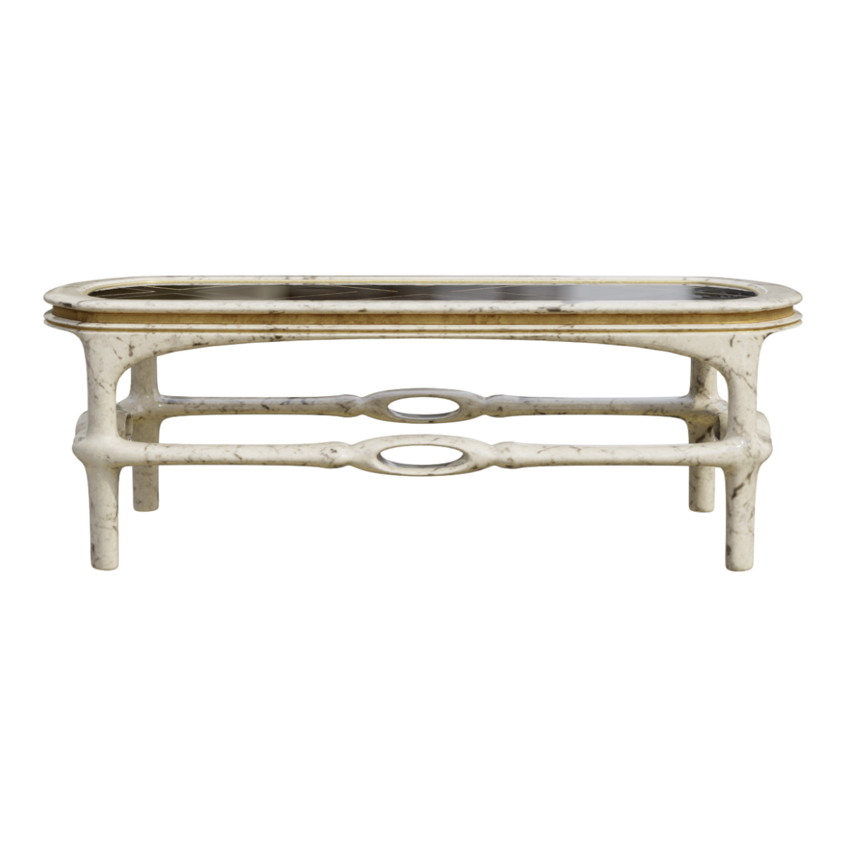 Tea table French neoclassical side table oval glass European court tea table