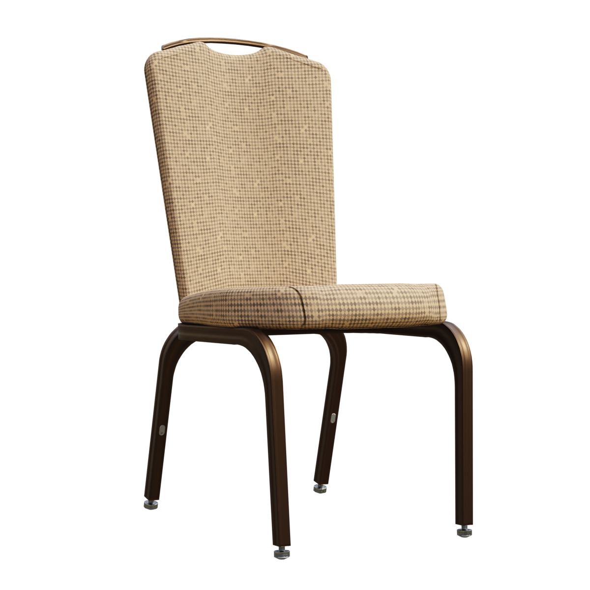 Bronze colored fabric armless dining chair, hotel restaurant chair