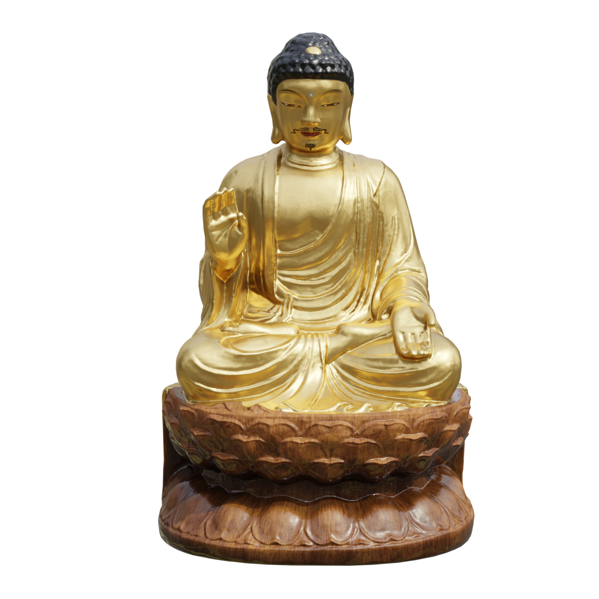 Shakyamuni Lotus Base Ornament, Great Sun Buddha, Golden Body Buddha Statue