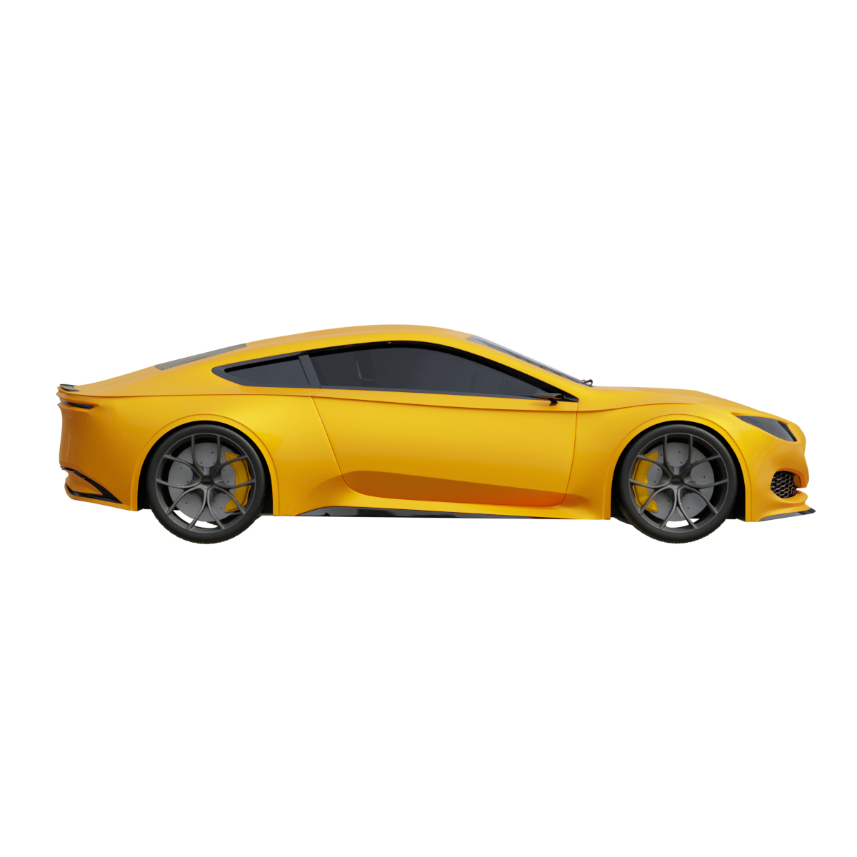 Yellow universal two door electric sports car