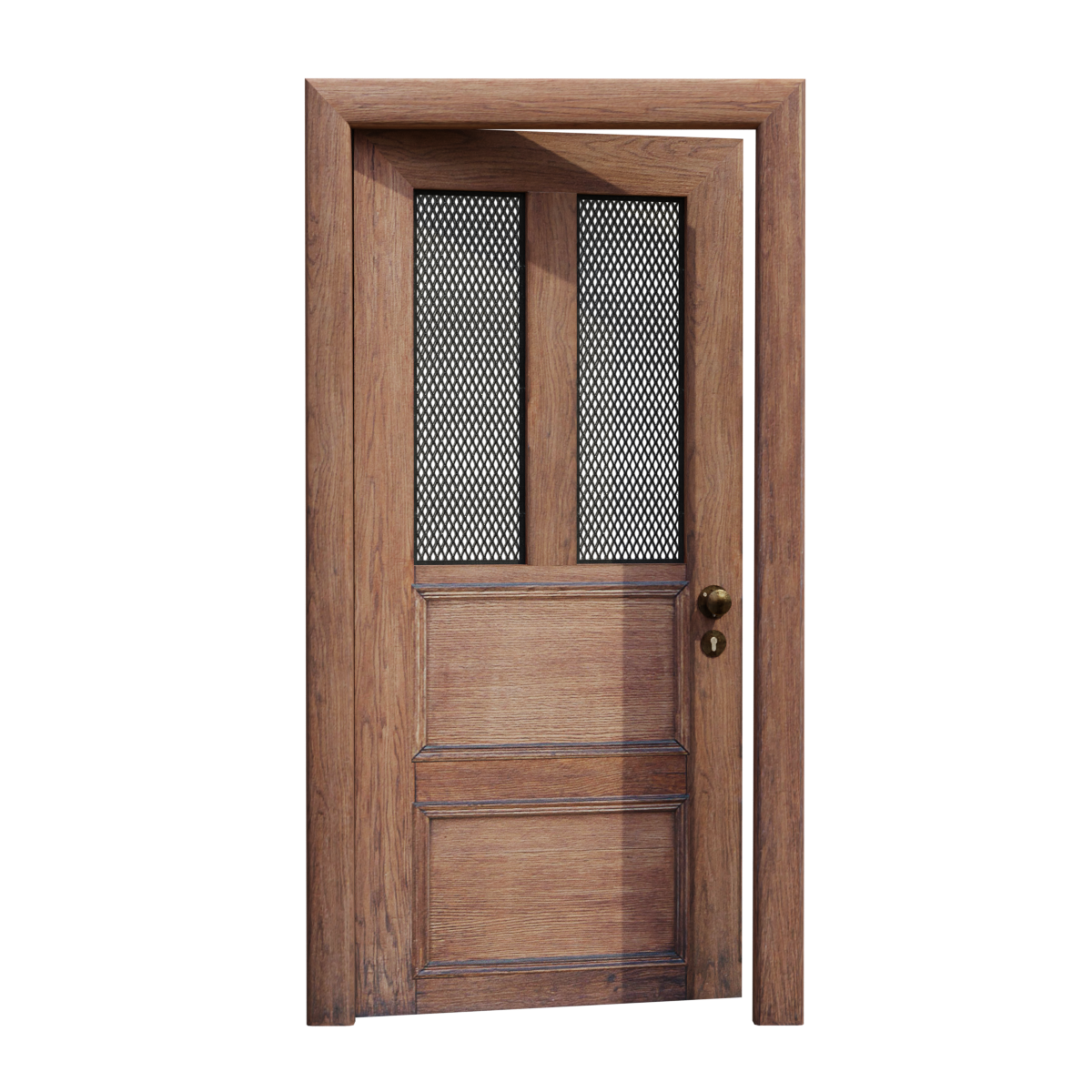 Modern minimalist round handle mesh wooden door