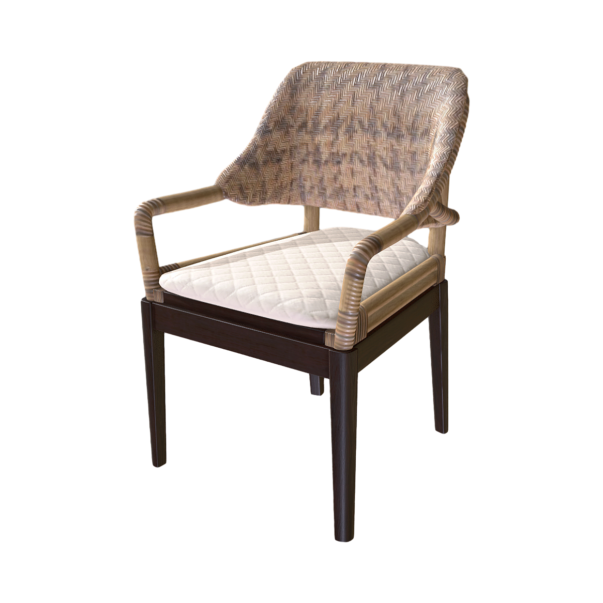 Rattan Casual Chair Solid Wood Woven Dining Chair