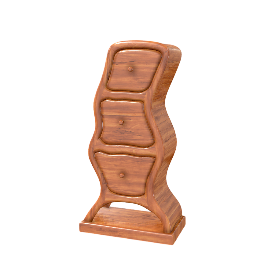 3D model of a wooden chest of drawers
