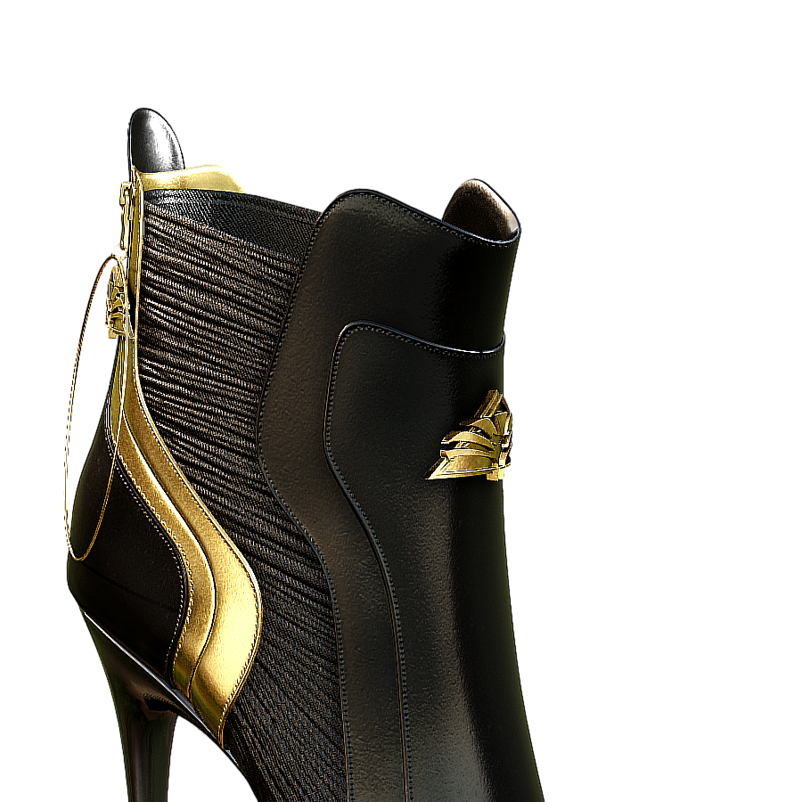 Black Pointed Heel Boots 3D Model