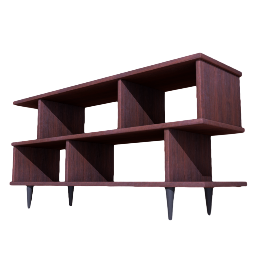 Solid wood double shelf 3D model