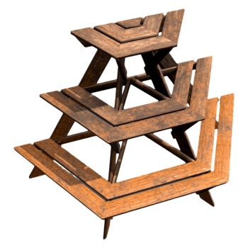 Old solid wood shelf 3D model