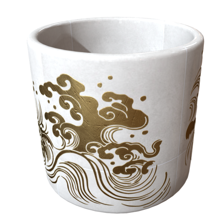 High-grade moire tea set 3D model