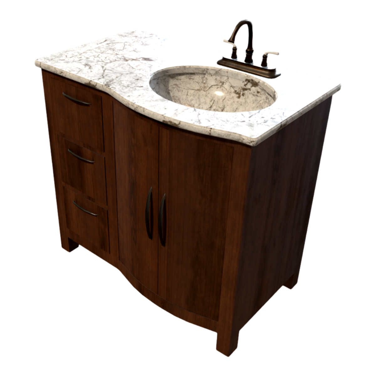 Retro Solid Wood Washstand 3D Model