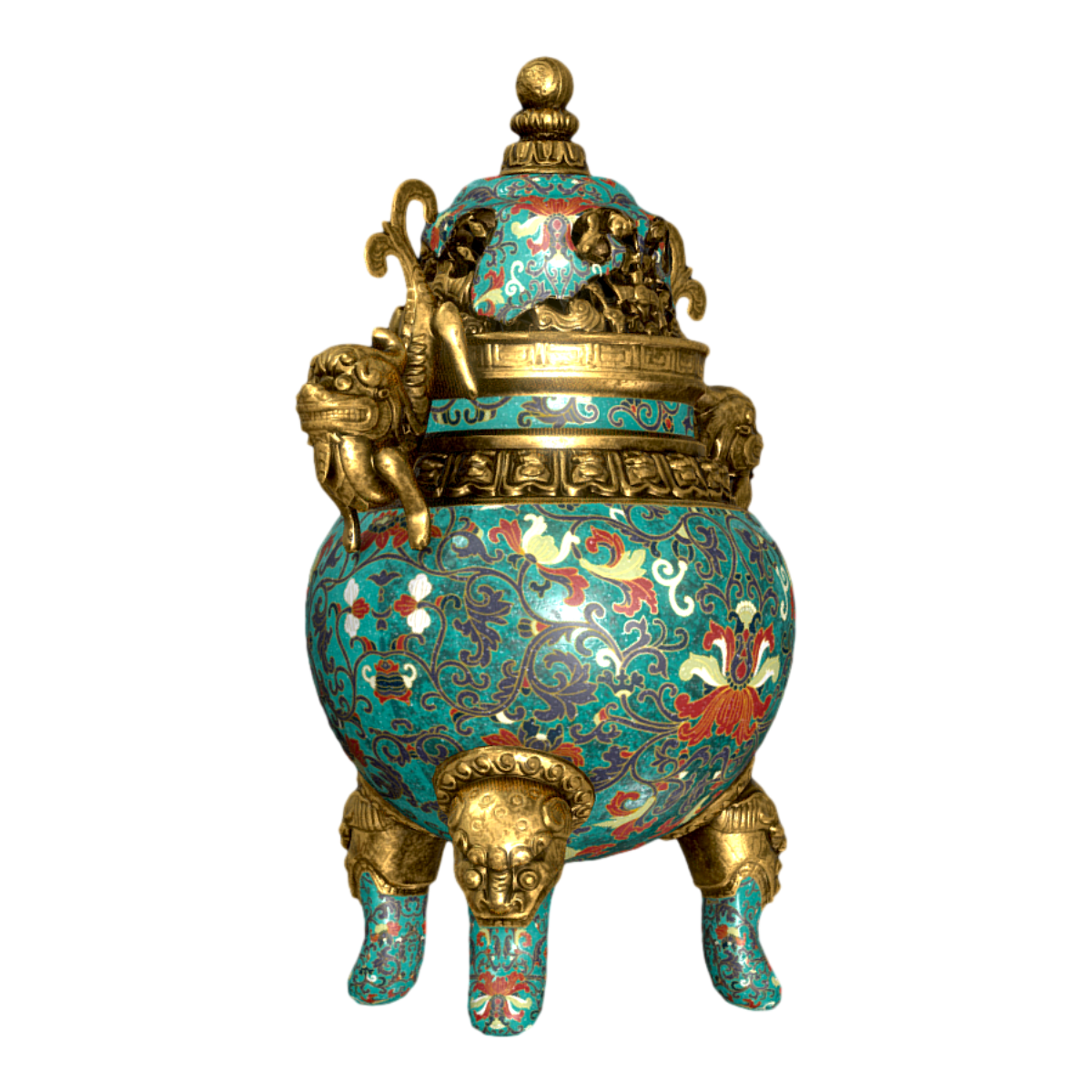 Cloisonne enamel three beast foot incense burner 3D model