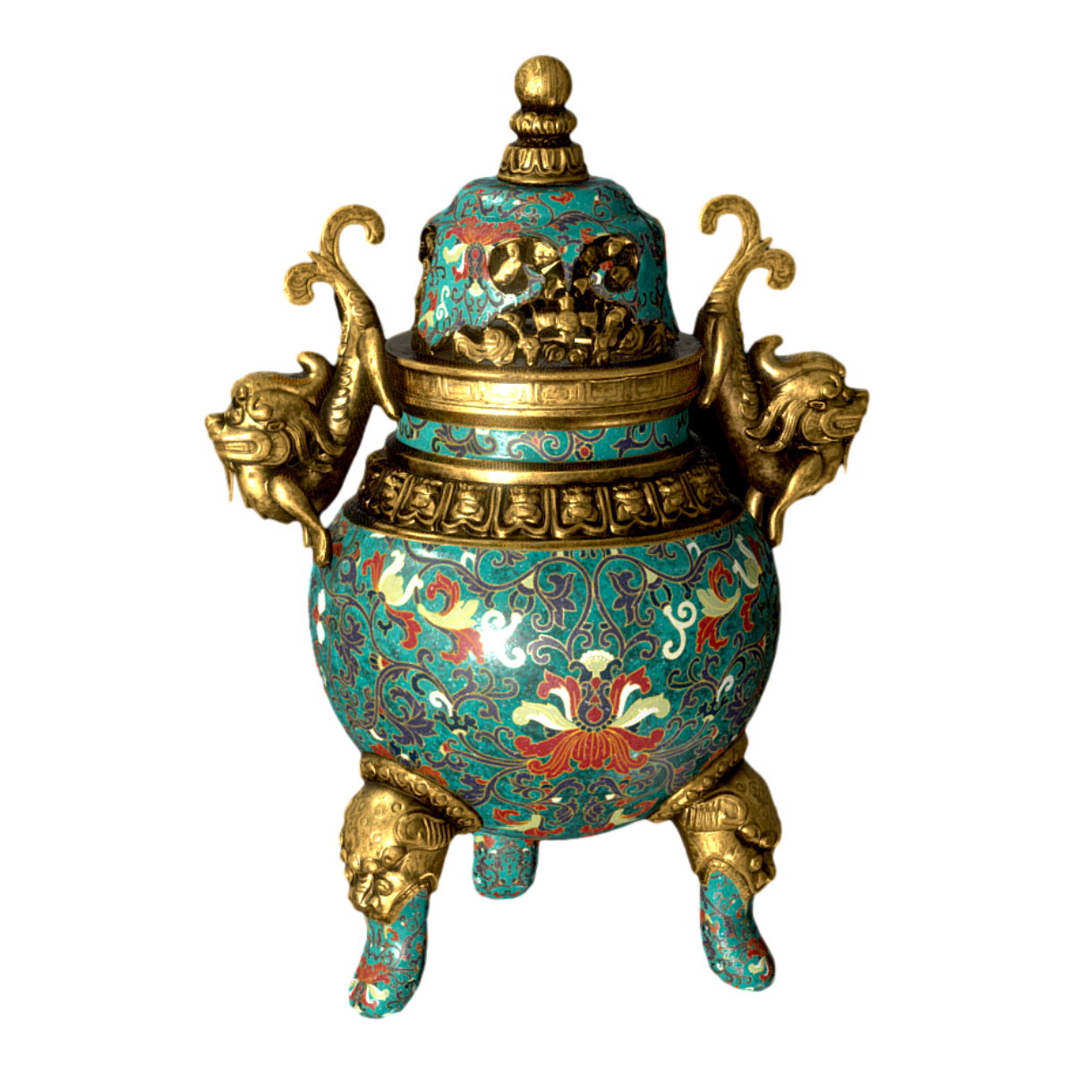 Cloisonne enamel three beast foot incense burner 3D model