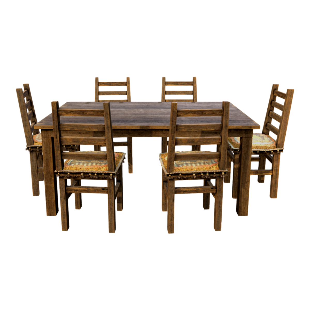 Old solid wood full set table 3D model
