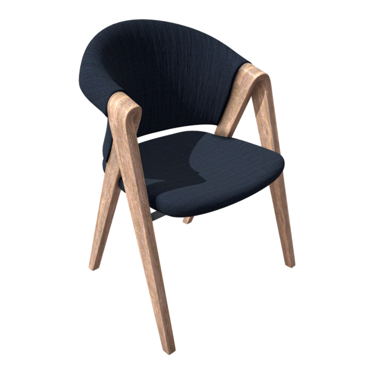 Modern Solid Wood Backrest Chair 3D Model