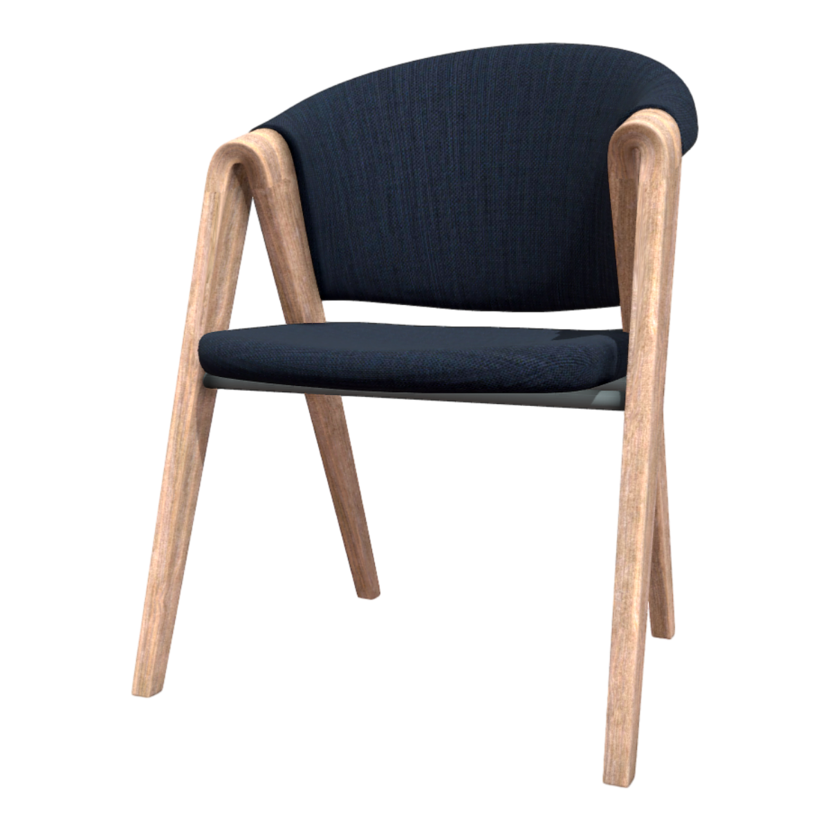 Modern Solid Wood Backrest Chair 3D Model