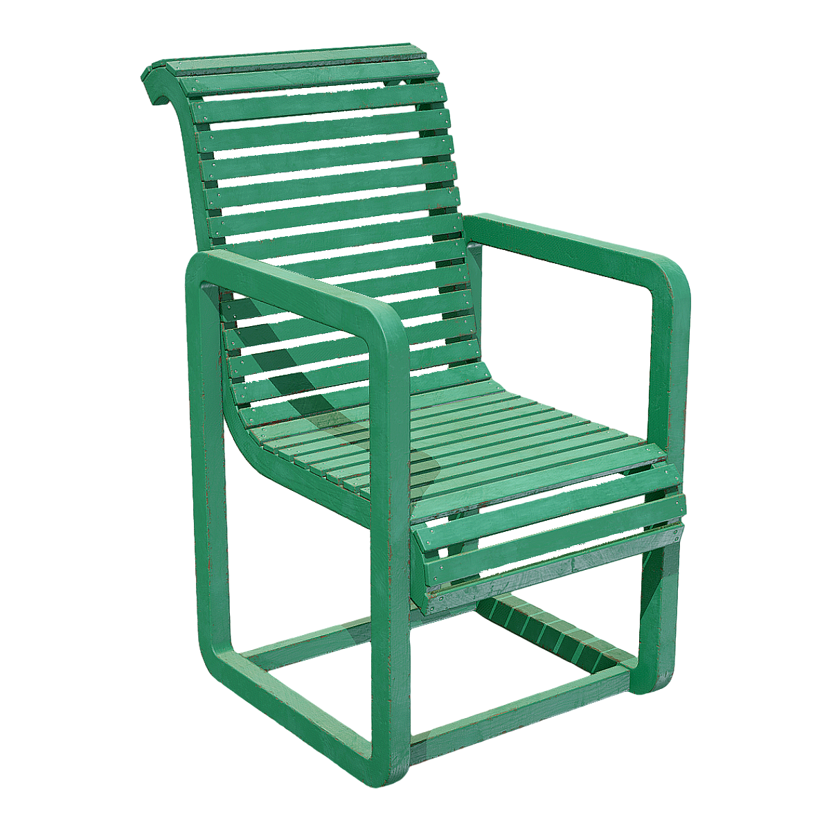 Green paint realistic wooden back chair 3D model